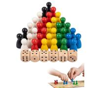 UEAVOID 60 Pedine in Legno per Giochi da Tavolo e 6 Dadi, Pezzi di Ricambio per Non t'Arrabbiare, Gioco dell'Oca, Ludo, Dama e Halma, Personaggi Colorati per Giochi in Scatola Classici