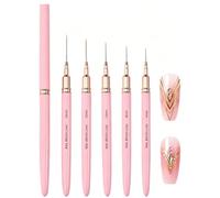 UEAVOID Pennelli Unghie Gel Set 5 Pezzi Rosa Fineliner Misure 4/8/12/20/25mm per Nail Art Precisa, Linee Lunghe e Dettagli Sottili, per Ricostruzione e Manicure Fai da Te