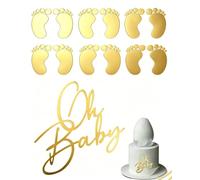 UEAVOID Topper Torta Il Mio Battesimo, 1 Topper e 12 Decorazioni Impronte. Perfetto per Battesimo Bimbo/Bimba, Baby Shower, Gender Reveal, Nascita.