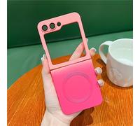 UEEBAI Cover Magnetica per Samsung Galaxy Z Flip 5 5G, Custodia in Silicone Compatibile con MagSafing Ricarica Wireless, Telefono Custodia Antiurto AntiGraffio con Protezione Fotocamera - Rosa Rossa