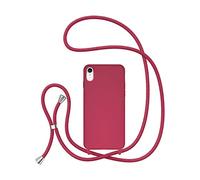 UEEBAI Custodia a Tracolla per iPhone XR, Custodia per Telefono in Silicone Liquido con Cordino Regolabile Custodia Morbida in TPU Custodia Protettiva Antiurto Protezione Totale - Pesca
