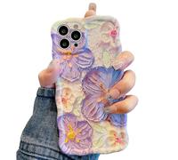 UEEBAI Custodia floreale per iPhone 13 Pro Max, colorata retrò pittura a olio girly copertura per telefono abbastanza lucida motivo onda carino scintillante floreale riccio guscio per donne e ragazze,
