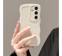 UEEBAI Custodia in Silicone con Cornice a Onda per Samsung Galaxy A34 5G, Custodia Telefono con Bordo Protettivo Sottile e Antiurto, Morbida e Carina con Motivo a Riccioli per A34 5G, Bianca