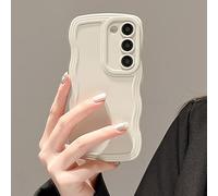 UEEBAI Custodia in silicone per Samsung Galaxy S22 5G custodia bianca | Cornice ondulata, graziosa cornice ondulata, slim fit, antiurto, custodia morbida per telefono, bella, riccia, da ragazza