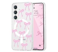 UEEBAI Custodia magnetica per Samsung Galaxy A26 5G, custodia con fiocco compatibile con MagSafe, cover estetica per telefono wireless con nastro trasparente sottile, anti-ingiallimento, antiurto