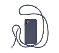 UEEBAI Custodia per iPhone 11 da 6,1 pollici, Custodia per telefono in silicone liquido con Cordino Regolabile Custodia Morbida in TPU Custodia Protettiva Antiurto protezione totale- Blu Scuro