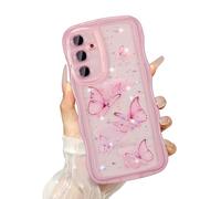 UEEBAI Custodia per Samsung Galaxy S21 FE 5G, in silicone liquido traslucido con motivo a farfalla, forma di onde, sottile, resistente agli urti, cover slim fit, morbida, colore: rosa