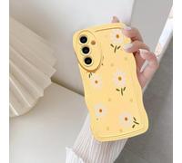 UEEBAI Custodia per Samsung Galaxy S25 FE 5G, a forma di onde, in silicone, con motivo a margherite, sottile, in morbido TPU, antiurto, per donne, colore giallo