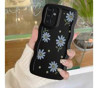 UEEBAI Custodia per Samsung Galaxy S25 FE 5G, a forma di onde, in silicone, con motivo floreale, slim fit, in morbido TPU, antiurto, per donne, colore: nero