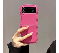 UEEBAI Custodia per Samsung Galaxy Z Flip 3/4 5G, graziose onde ricce a forma di cornice, in silicone, ultra sottile, antiurto, slim fit, morbido TPU, cover per donne e ragazze, rosso rosa