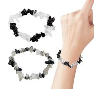 UEIOAVL Bracciali a piccoli prezzi, Braccialetto di cristallo 2 pezzi Braccialetto di frammenti di pietra Design flessibile irregolare (misto bianco e nero)