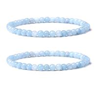 UEIOAVL Bracciali a piccoli prezzi Braccialetto di perline di pietra naturale da 2 pezzi Braccialetto elastico da 4 mm Braccialetto di pietre preziose di alta qualità Braccialetto di perle unisex(blu)