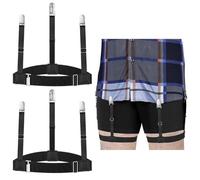 UEIOAVL Bretelle da uomo, ferma camicia uomo reggi camicia uomo bretelle uomo 1 paio di bretelle elastiche regolabili per camicie da uomo con fibbia antiscivolo per tenere le camicie (nero)