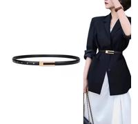 UEIOAVL Cinture da donna, Cintura in pelle regolabile da donna, cintura a vita alta elegante sottile retrò semplice classica adatta per abito giacca jeans (nero)