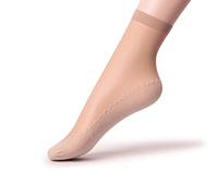 Ueither - 12 paia di gambaletti velati da donna, alla caviglia, con soletta in cotone antiscivolo e punta rinforzata (12 Coppie Beige)