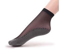 Ueither - 12 paia di gambaletti velati da donna, alla caviglia, con soletta in cotone antiscivolo e punta rinforzata (12 Coppie Nero)