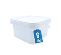 Üka • 6 Secchi Bianchi in Polipropilene da 2,5 L - 20x20x11 cm. Secchi di Plastica Rigida con Coperchio. Contenitori Ermetici per Alimenti. Secchi Vuoti con Manico. Design Impilabile e Senza BPA.