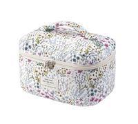 uekeboag Grande borsa da viaggio trapuntata per il trucco da donna, borsa cosmetica in cotone floreale, borsa organizer per articoli da toeletta estetica floreale, Fiore primaverile.