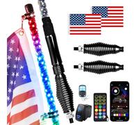 Uemicip - Set di 2 luci a LED RGB da 0,9 m, con base a molla e telecomando wireless RF, fruste per antenna illuminate per UTV ATV RZR SXS Can-Am