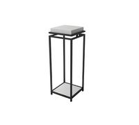 uemlle Tavolino in Marmo Bianco, Comodino, Tavolino Alto da Divano con 2 Ripiani, Tavolino per Telefono Salvaspazio per Soggiorno E Camera da Letto, Altezza 90 Cm(Size:30 * 30 * 85cm,Color:Black)