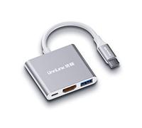 ÜnnLink Adattatore da USB C a HDMI, adattatore multiporta di tipo C con connessione di ricarica USB 3.0 + USB C 4K, convertitore hub USB C compatibile per laptop di tipo C (Argento)