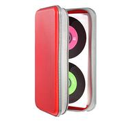 UENTIP Custodia per CD, 48 capacità, in plastica rigida, portatile, da viaggio, custodia protettiva per DVD, custodia protettiva con cerniera, custodia per CD da auto, borsa a portafoglio (rosso)