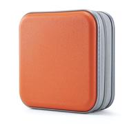 UENTIP Custodia per CD, 48 capacità, in plastica rigida, portatile, da viaggio, custodia protettiva per DVD, custodia protettiva con cerniera, custodia per CD da auto, Arancione, 48Capacity, Classico