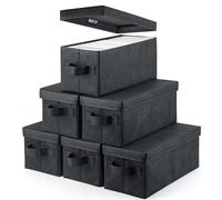 UENTIP Scatole per CD, confezione da 6 custodie per CD, 33,5 x 15 x 13,5 cm, contiene 30 CD in custodie complete, 60 CD in custodie sottili e 165 dischi in custodie per CD, nero (confezione da 6)
