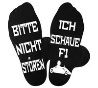 UEOTO Regali per uomini Formula 1 Calzini con scritta in lingua inglese "Bitte nicht Stören Ich Schaue F1", divertente regalo di compleanno per uomini amici piccoli, Nero , 39-46