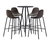 UERNGFTKM Set da bar da 5 pezzi dal design moderno, composto da un tavolo da bar e 4 sgabelli da bar in grigio scuro, piano in MDF di facile manutenzione, struttura in acciaio verniciato a polvere