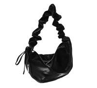 UERSJWYSO Borsa A Tracolla con Tracolla Plissettata Alla Moda da Donna Borsa Morbida Impermeabile, Borsa A Tracolla Hobo Y2k In Tinta Unita,Nero