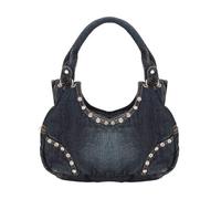 UERSJWYSO Borsa A Tracolla in Denim con Estetica Y2k da Donna Alla Moda con Strass Hobo in Jeans Lavato,Dark blue