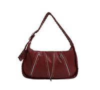 UERSJWYSO Borsa A Tracolla In Pelle Pu Y2k per Donna Borsa A Mano con Cerniera Intrecciata Alla Moda Grande Capacità A Mezzaluna,Rosso