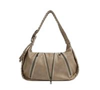 UERSJWYSO Borsa A Tracolla In Pelle Pu Y2k per Donna Borsa A Mano con Cerniera Intrecciata Alla Moda Grande Capacità A Mezzaluna,Cachi