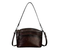 UERSJWYSO Borsa A Tracolla In Vera Pelle Per Donna Borsa A Tracolla con Tripla Cerniera Borsa A Tracolla Alla Moda,Caffè