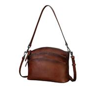 UERSJWYSO Borsa A Tracolla In Vera Pelle Per Donna Borsa A Tracolla con Tripla Cerniera Borsa A Tracolla Alla Moda,Marrone