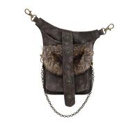 UERSJWYSO Borsa da Cintura In Similpelle da Donna Y2k con Catena Staccabile e Pelliccia Sintetica Sul Davanti Mini Borsa da Cintura Streetwear,Caffè