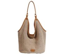 UERSJWYSO Borse Da Spiaggia in Paglia Per Le Donne Casual Classics Tote Bag Tessuta Fatta A Mano Borse A Tracolla Per Le Cave in Rete Estiva,Marrone
