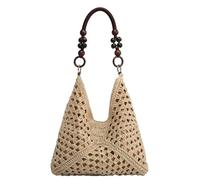 UERSJWYSO Borse Di Paglia Per Le Donne Estate Spiaggia Morbida Grande Tote Bag Borsa A Tracolla Tessuta Borsa Vacanza Uncinetto Borsa,Beige