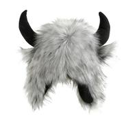 UERSJWYSO Cappello Da Cacciatore Invernale da Donna In Pelliccia Sintetica con Corna Morbido Peluche Caldo Copricapo Accessorio Per Cosplay di Halloween,Grigio,One Size