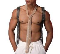 UERSJWYSO Cravatte Lunghe Scintillanti Con Strass Per Uomo E Donna Collana Sottile Glitter Punk Gioielli Per Il Corpo Alla Moda Per Feste,D'oro,One Size