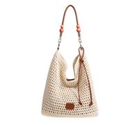 UERSJWYSO Crochet Beach Bag Per Le Donne Morbida Estate Tessuta Tote Vacanza Straw Mesh Pieghevole Di Grande Capacità Borse A Tracolla,Beige b