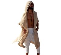 UERSJWYSO Mantelle da Spiaggia Estive con Cappuccio Da Uomo Leggere Lunghe Larghe A Maniche Corte Aperte Sul Davanti Kimono Poncho da Vacanza,Apricot,3XL