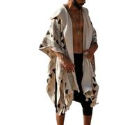 UERSJWYSO Mantelle da Spiaggia Estive con Cappuccio Da Uomo Leggere Lunghe Larghe A Maniche Corte Aperte Sul Davanti Kimono Poncho da Vacanza,Bianca,L
