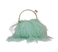 UERSJWYSO Pochette da Sera In Piume Di Struzzo Da Donna con Manico Superiore, Catena di Perle, Soffice Borsa A Tracolla Per Signore,Verde
