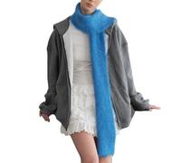 UERSJWYSO Sciarpa in Maglia Pelosa Da Donna in Un Solo Colore, Lungo Fazzoletto, Leggero E Casual, Per L'autunno E L'inverno, Sciarpa Termica Spessa,Blu,One Size
