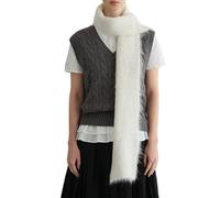UERSJWYSO Sciarpa in Maglia Pelosa Da Donna in Un Solo Colore, Lungo Fazzoletto, Leggero E Casual, Per L'autunno E L'inverno, Sciarpa Termica Spessa,Bianca,One Size