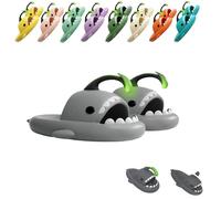 UERSUR Fish Slides, Shark Slippers, Sharky Chanclas, Glow in the Dark, Pantofole da uomo e da donna, Grigio chiaro, 36/37 EU Stretta