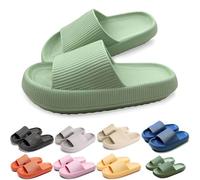 UERSUR Pummy Original - Pantofole da donna con pummy, originali da donna, con patatine fritte, verde scuro, 38/39 EU