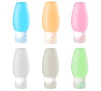 Uervoton Set di 6 contenitori da viaggio in silicone, senza BPA, a prova di perdite, ricaricabili, comprimibili, con etichetta e borsa trasparente per il trasporto, per shampoo liquidi, sapone e